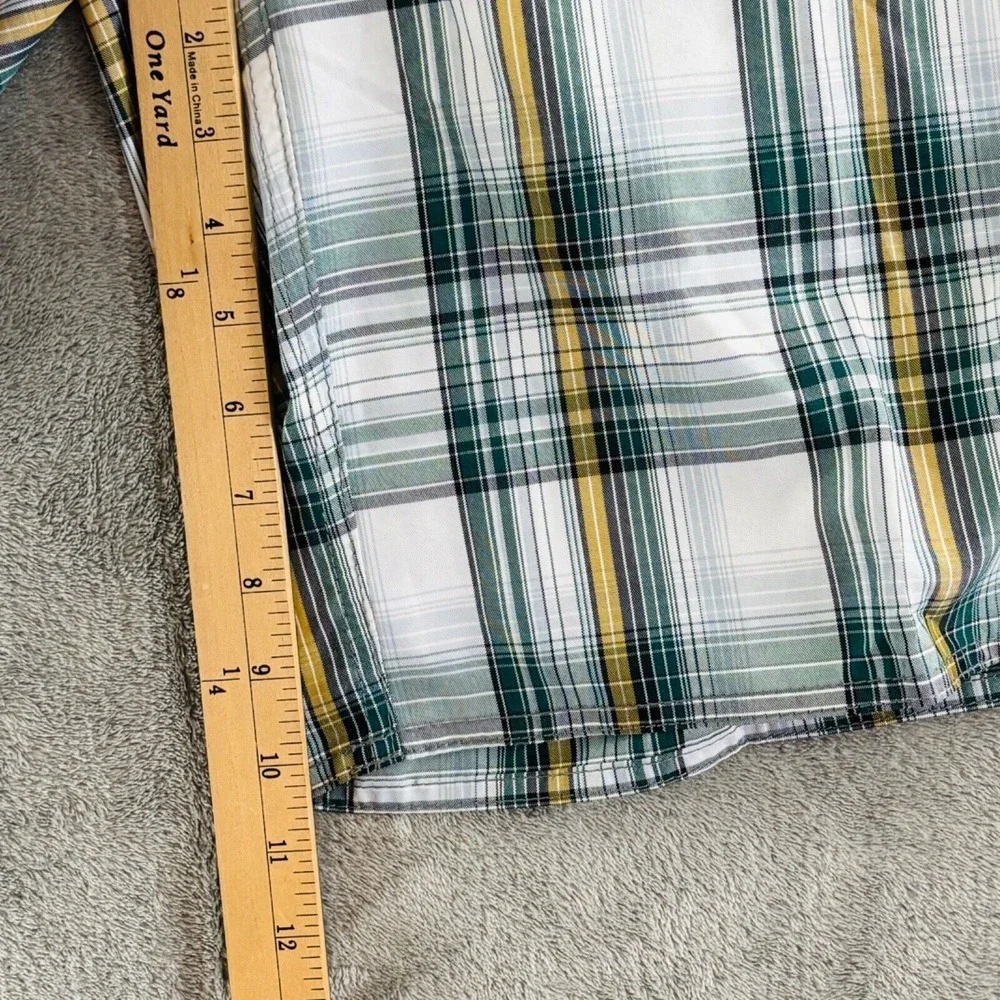 O'Neill Plaid Cargo Board Shorts Mens 32 Green‎ White Yellow Unlined Drawstring